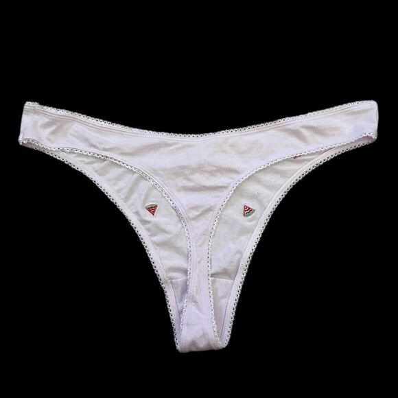 Victorias Secret Pink Soft Cotton Thong Panty Script Logo Green - Picture 5 of 5